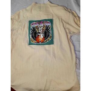 Repurposed music UpFlannel  shirt xlg men's unique unisex rock roll  guitar Band